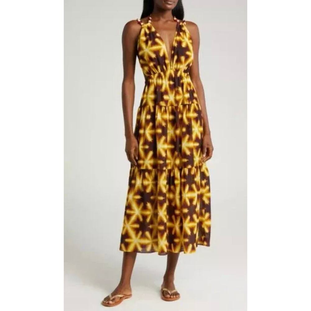 New Ulla Johnson Boho Halter Open Back Maxi Cover Up Dress Size S